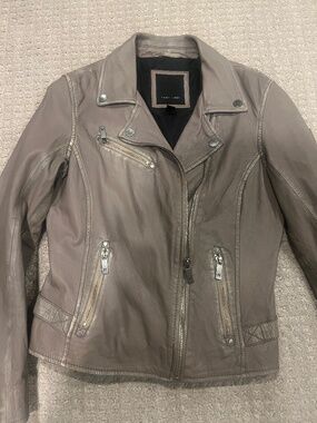 Mauritius Christy Lamb Leather Zippered Distressed Moto Buckle Medium Jacket